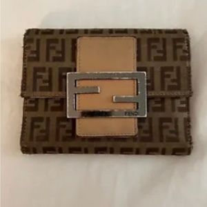 Vintage Fendi wallet authentic Multi color Brown